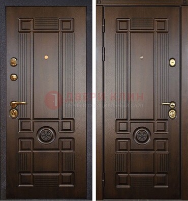 Квартирная коричневая железная дверь с МДФ ДМ-45