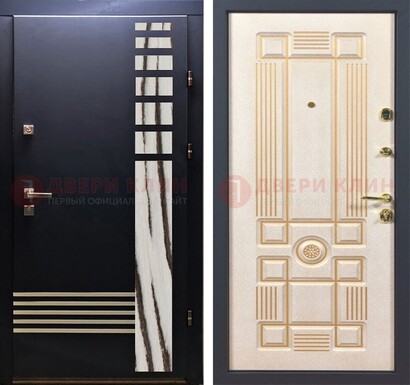 Черная железная дверь с МДФ панелями ДМ-510 В Ижевске