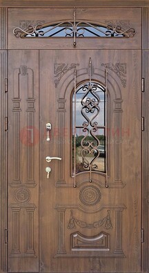 Распашная стальная дверь Винорит со стеклом и ковкой ДСК-232 в Реутове