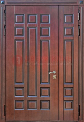 Коричневая полуторная металлическая дверь с виноритом ДВТ-240 в Тихвине